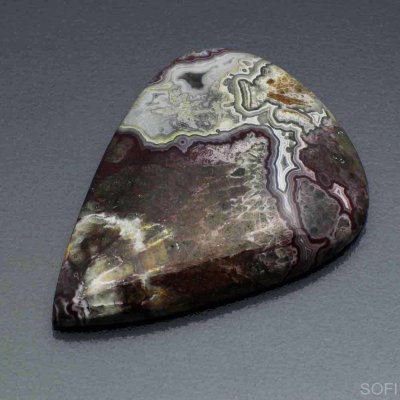 Камень Кружевной агат натуральный 38.00 карат 38х28 мм груша кабошон арт. 17202