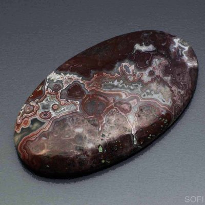 Камень Кружевной агат натуральный 54.00 карат 48х27 мм овал кабошон арт. 17237